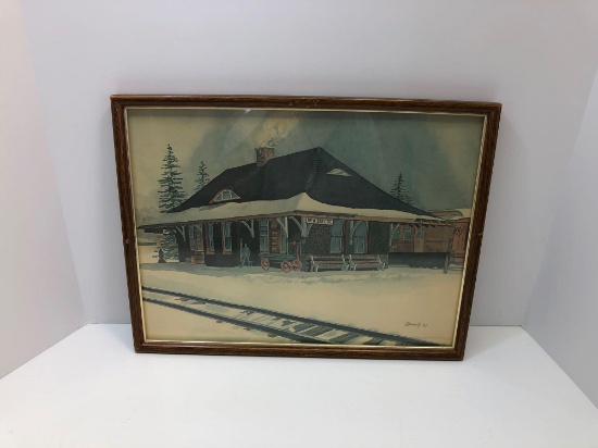 Framed railroad station picture(New Oxford)by Kennedy '81
