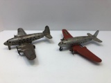 2 vintage tin/litho airplanes(1- MARX,1- marked Made in USA)