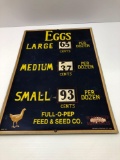 Cardboard Egg price sign by BROWNS PRINTING CO 1929