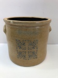 Antique stoneware/pottery #3 pig eared crock by F.H.COWDEN(Harrisburg) with stenciled snowflake