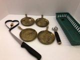 Knife,can opener,brass coaster