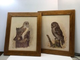 2- owl paintings by E.RAMBOW