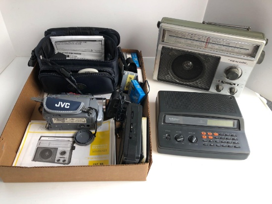 REALISTIC radio, RADIO SHACK weather alert, JVC video camera,more