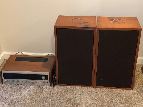 PIONEER Stereo Receiver( model No SX-727)/2 speakers handcrafted solid wood cases(Per seller 10 inch