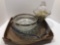 Lionshead centerpiece bowl/lead, deviled egg plate, silver rim board, more