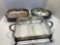 FIRE KING casserole dishes/silver plated cradle, GLASBAKE relish server/silver plated cradle, silver