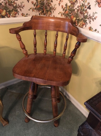 Wooden swivel stool