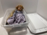 Porcelain doll/tote and lid