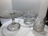 Pedestal cake stand, punch bowl, ice bucket