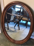 Wooden oval mirror