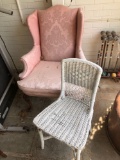Victorian wing back chair,white wicker chair