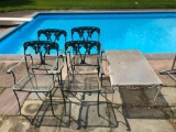 Wrought iron chairs,wrought iron table/glass top
