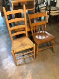 Ladderback rush seat chair, wooden chair