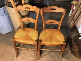 2- antique oak rush seat chairs
