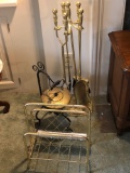 Magazine rack,fireplace tool set,teapot/wrought iron frame