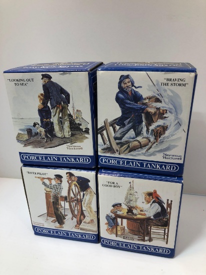 NORMAN ROCKWELL Seafarers Collection porcelain Tankards