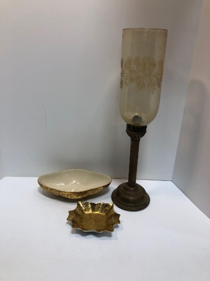 Vintage candle holder/globe,HOLLEY ROSS Distinguish 22 karat gold China bowls