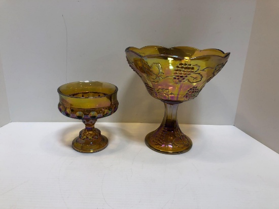 Carnival glass stemware bowls