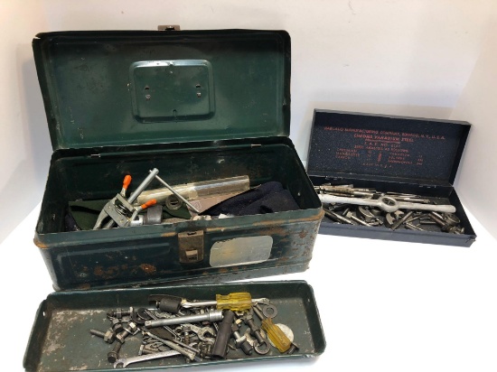 Tap and dies,vintage toolbox/contents