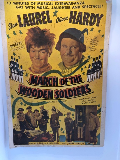 Vintage LAUREL AND HARDY March of the Wooden Soldiers advertising movie poster