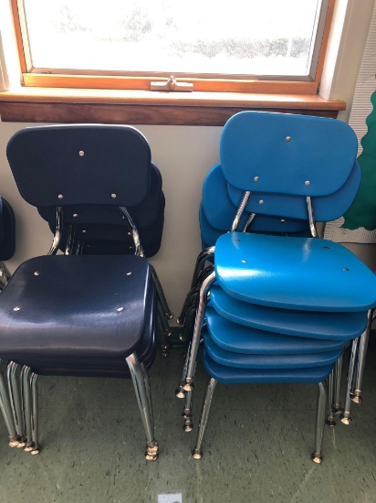 Nine children's classroom chairs