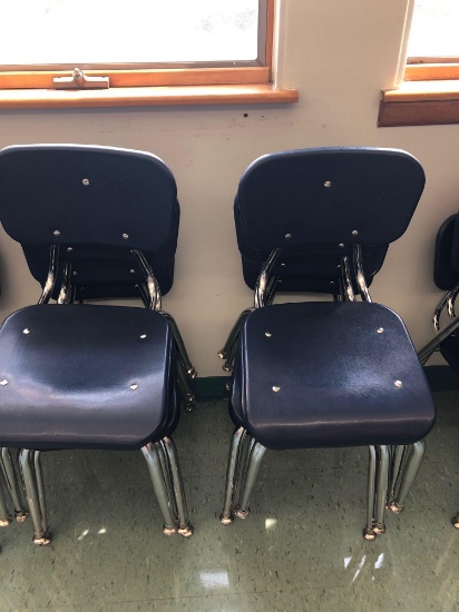 Eight children's classroom chairs