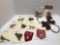 Outdoor themed iron on emblems, napping hammer, wooden dice, playing cards, Leatherman ball bag