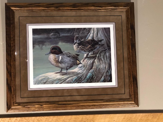 Framed/mounted duck print OTTER CREEK TEAL (numbered 34/450;signed)
