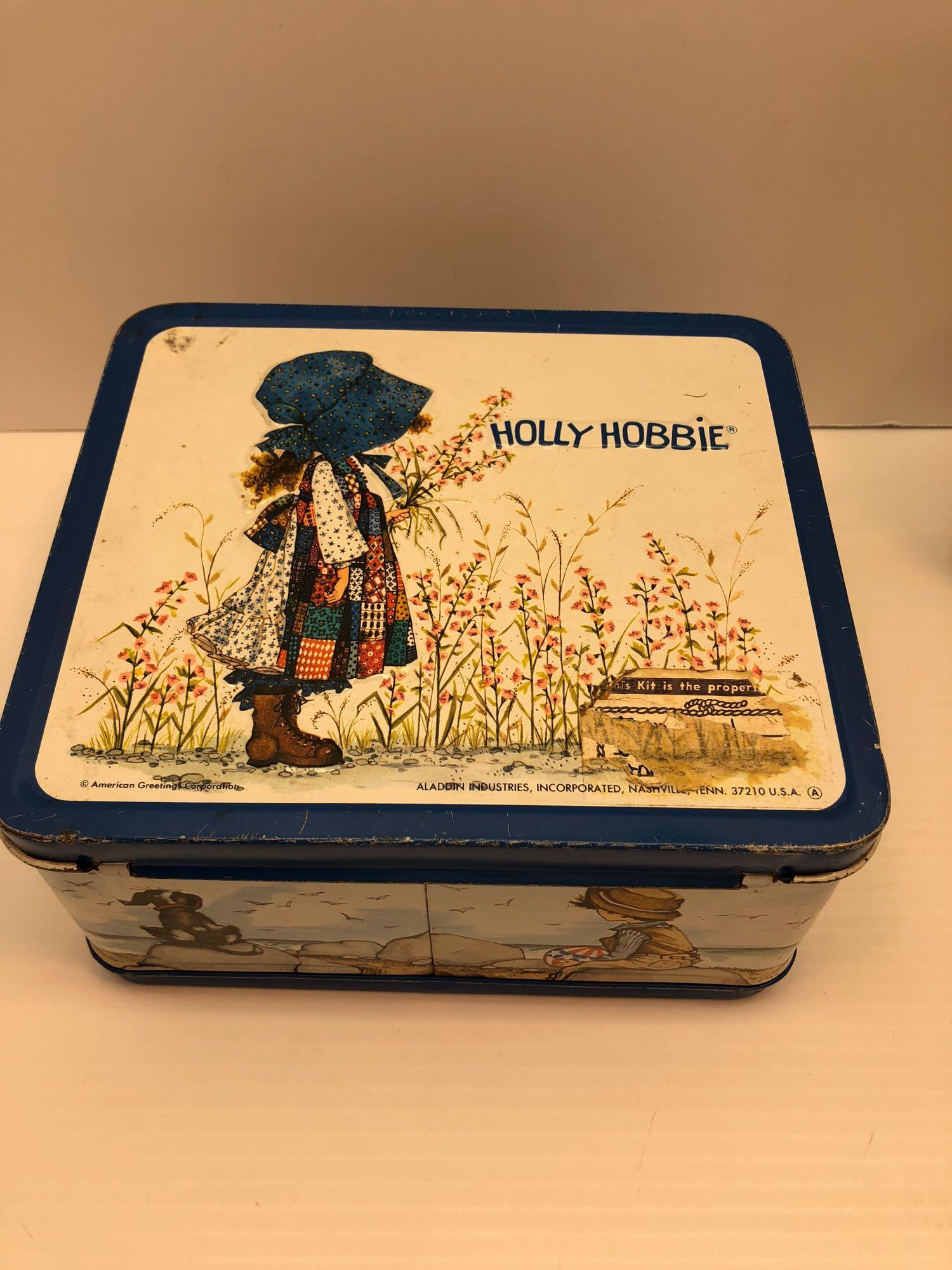 Vintage HOLLY HOBBIE Vinyl Lunchbox Thermos 1972 Lunch Pail Retro, image size:1500x2000