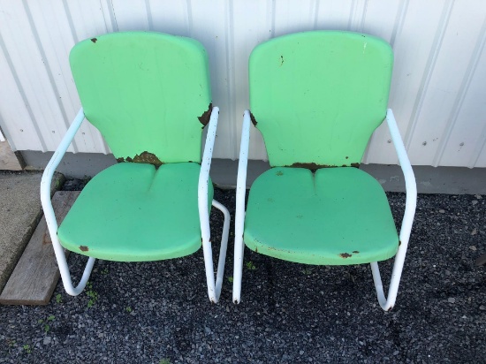 2- vintage metal chairs