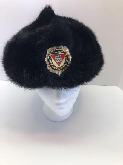 City Police HAVIROV -Black winter fur hat-CZECH REPUBLIC