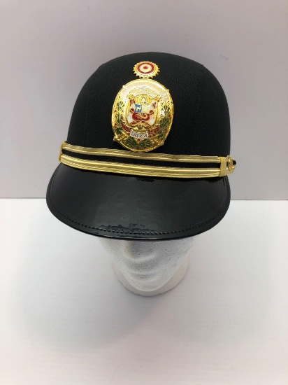 Vintage PURIVIAN POLICE Woman Subofficer visor hat/metal insignia and ribbon