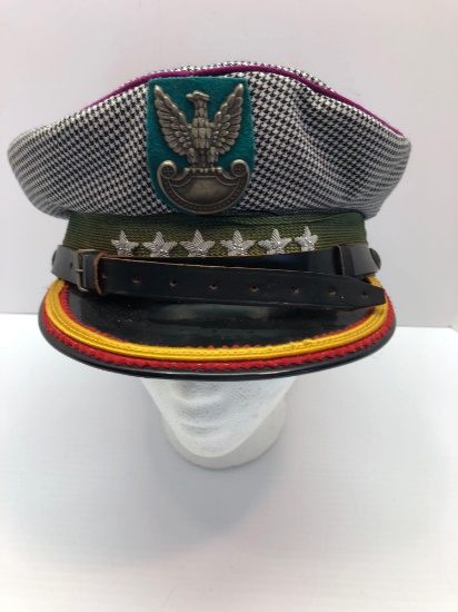 Vintage POLISH POLICE visor hat/metal insignia and stars