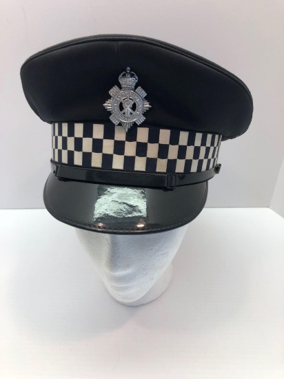 BRITISH POLICE visor hat/metal insignia (AYRSHIRE CONSTABULARY)