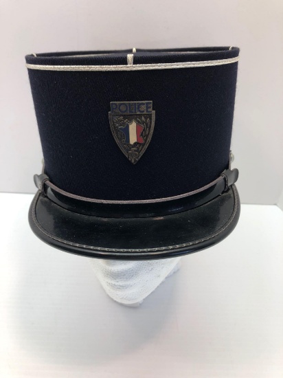 Vintage rare FRENCH POLICE visor hat/metal insignia