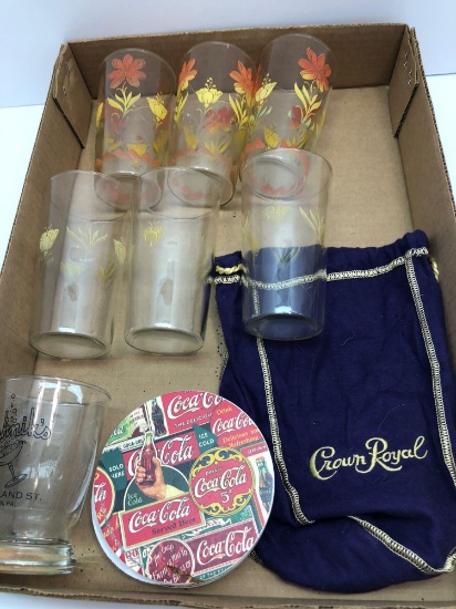 Vintage juice glasses,COCA COLA coasters, more