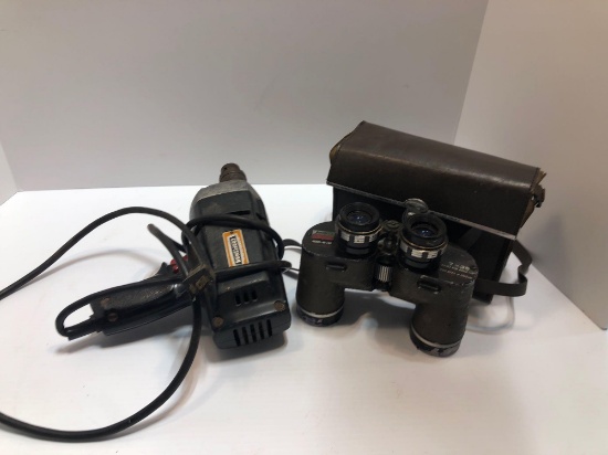 Vintage CRAFTSMAN electric drill,vintage JASON 7x35 binoculars (model 138)