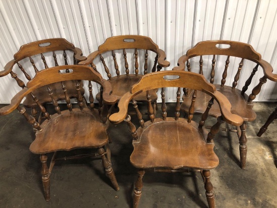 5 matching Early American TEMPLE-STAURT FURNITURE wooden chairs