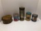 Vintage tins and cans(1- is a bank partially full of coins;must use can opener)