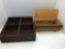 Handcrafted wooden divided box, vintage wooden hinged box