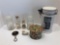 Vintage perfume bottles,small vanity mirror,keepsake box,beauty shop canister