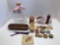 Vintage advertising shoe brushes,vintage beauty Aid advertising tins and bottles,more