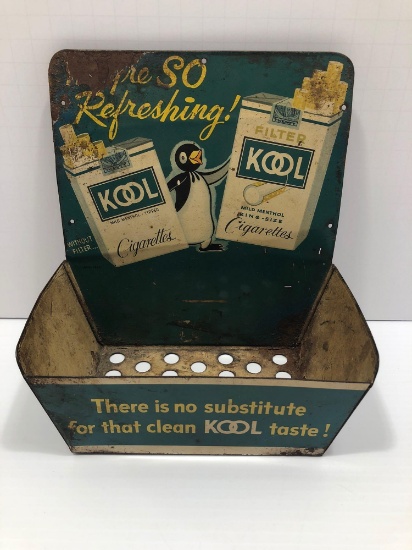 Vintage metal KOOL CIGARETTE matchbook dispenser