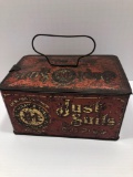 Vintage JUST SUITS CUT PLUG tobacco lunchbox pail tin