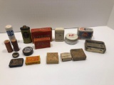 Vintage advertising tins, vintage drug store boxes, vintage soap boxes,unopened PAL razor blade box