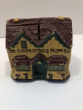 Vintage English papier-mache Dr. Barnardo's Homes cottage bank