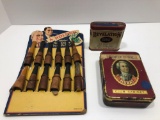 BRIAR cigar/pipe holder(with A HOLDER advertising board),vintage tobacco advertising tins
