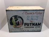 Vintage metal/wood PUTNAM FADELESS DYE store countertop display case(CIRCA 1920)