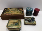 Vintage wooden cigar box,vintage tobacco advertising tins