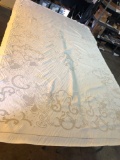 Antique embroidered linen table cloth(approximately 63x104)